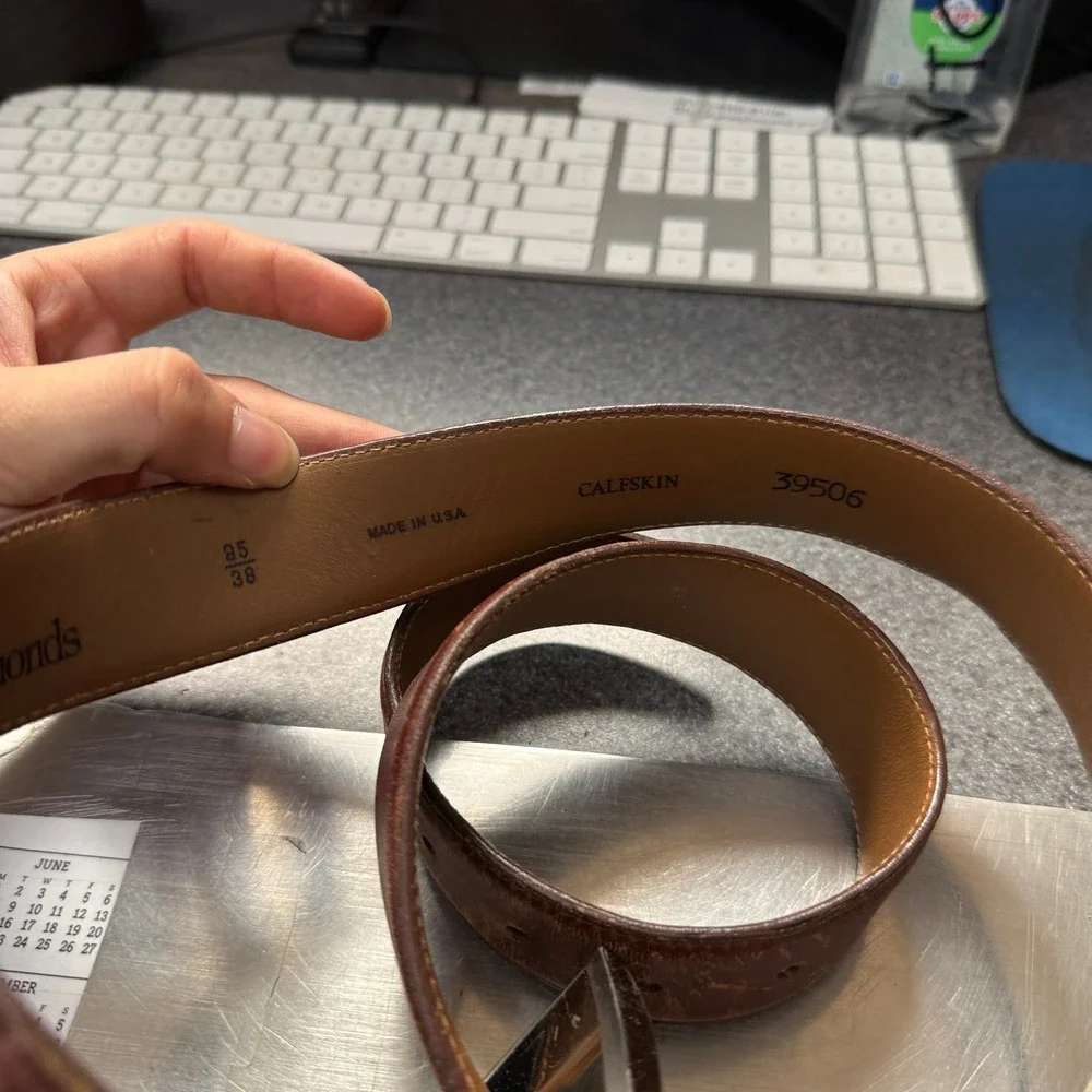 Allen Edmonds Dress Belt Mens 38 Brown Fair Calfskin Leather Made in USA 39506